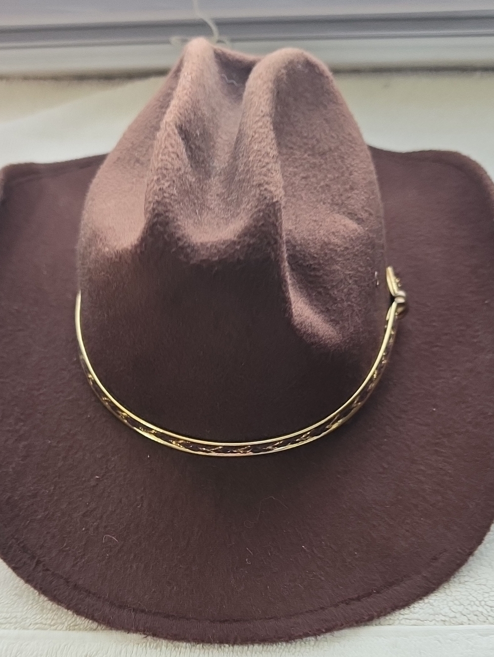 Kids Brown Felt Cowboy Hat with Gold Trim